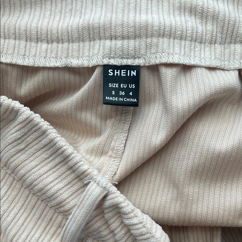 SHEIN High Waist Cream Corduroy Shorts - Picture 3 of 3